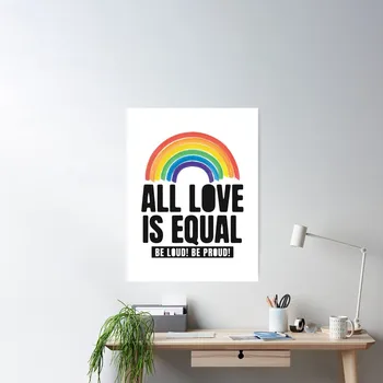 Všetky Láska Je Rovný LGBTQ PRIDE MESIAC | Retro Akvarel Rainbow Plagát Dekor Moderné Dekorácie Zábavné Maľovanie Bez Rámu